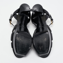 Saint Laurent Black Patent Leather Tribute Sandals Size 40