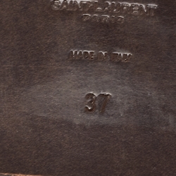 Pre Owned Saint Laurent White Leather Tribute  Flat Slides Size 37 