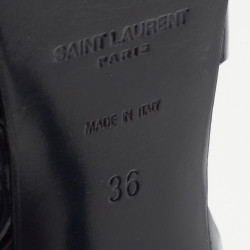 Pre Owned Saint Laurent Navy Blue Patent Leather Tribute Sandals Size 36