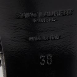 مملوكة مسبقًا Saint Laurent Paris Black Leather Bow Platform Ankle Strap Sandals Size 38