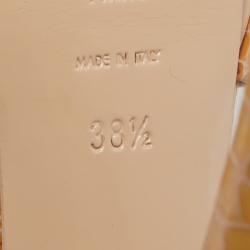 Pre Owned Saint Laurent Beige Croc Embossed Leather Tribute Ankle Strap Sandals Size 38.5