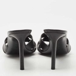 Pre Owned Saint Laurent Black Leather Tribute Slide Sandals Size 40