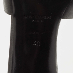 Pre Owned Saint Laurent Black Leather Tribute Slide Sandals Size 40