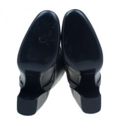Pre Owned Saint Laurent Paris Black Leather ‘New Chyc 105′ Chain Link Knee Length Boots Size 39.5