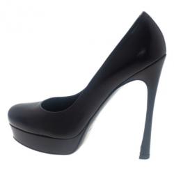 Pre Owned Saint Laurent Paris Black Leather Palais Platform Pumps Size 38.5