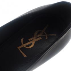 Pre Owned Saint Laurent Paris Black Leather Palais Platform Pumps Size 38.5