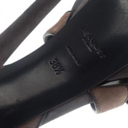 Pre Owned صندل سانت لوران باريس ثلاثي اللون نعل سميك تريبيوت مقاس 38.5