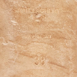 Pre Owned Saint Laurent Gold Leather Tribute Flat Slides Size 38