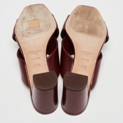 Pre Owned Saint Laurent Burgundy Leather Loulou Slides Size 38.5
