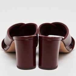 Pre Owned Saint Laurent Burgundy Leather Loulou Slides Size 38.5