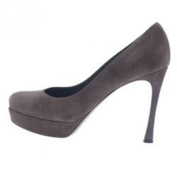 Pre Owned Saint Laurent Paris Grey Suede Palais Platform Pumps Size 37
