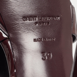 Pre Owned Saint Laurent Burgundy Patent Leather Tribute Sandals Size 39