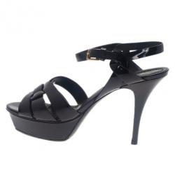 مملوكة مسبقًا Saint Laurent Paris Black Patent Tribute Platform Sandals Size 37