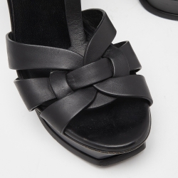 Saint Laurent Black Leather Tribute Ankle Strap Sandals Size 38