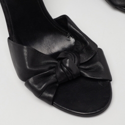 Saint Laurent Black Leather Ankle Strap Wedge Sandals Size 38