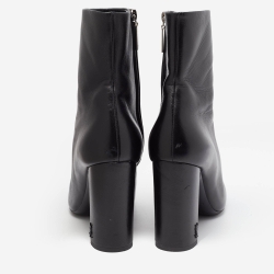Pre Owned Saint Laurent Black Leather Lou Ankle Boots Size 38