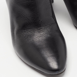 Pre Owned Saint Laurent Black Leather Lou Ankle Boots Size 38