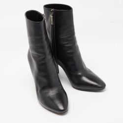 Pre Owned Saint Laurent Black Leather Lou Ankle Boots Size 38