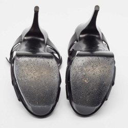 Pre Owned Saint Laurent Black Patent Tribute Sandals Size 38