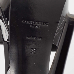 Pre Owned Saint Laurent Black Patent Tribute Sandals Size 38