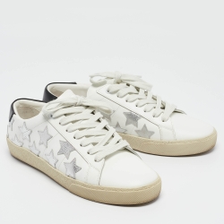 مملوكة مسبقًا Saint Laurent White  Leather Court Classic Sneakers Size 37