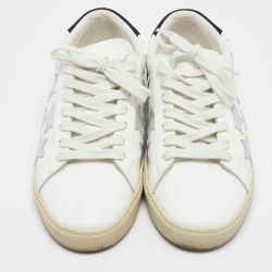 مملوكة مسبقًا Saint Laurent White  Leather Court Classic Sneakers Size 37