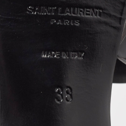 مملوكة مسبقًا Saint Laurent Paris Black Patent Leather Tribute Platform Ankle Strap Sandals Size 38