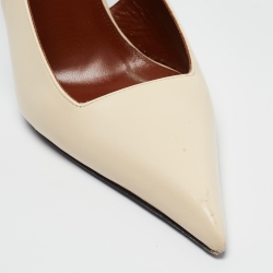 Pre Owned Saint Laurent Cream Leather Paloma Slingback Pumps Size 38