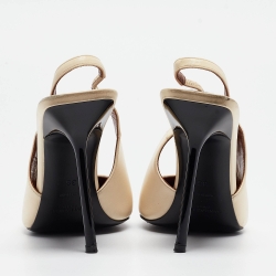 Pre Owned Saint Laurent Cream Leather Paloma Slingback Pumps Size 38
