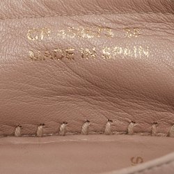 Pre Owned Saint Laurent Paris Pink Leather Logo Embossed Espadrille Flats Size 38