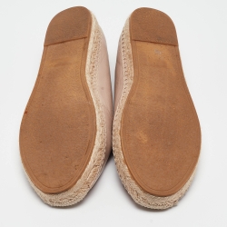 Pre Owned Saint Laurent Paris Pink Leather Logo Embossed Espadrille Flats Size 38