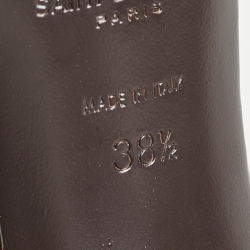 Pre Owned Saint Laurent Brown Leather Tribute Slide Sandals Size 38.5