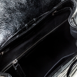 Pre Owned Saint Laurent Paris Black Matelasse Patent Leather LouLou Backpack