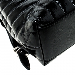 Pre Owned Saint Laurent Paris Black Matelasse Patent Leather LouLou Backpack