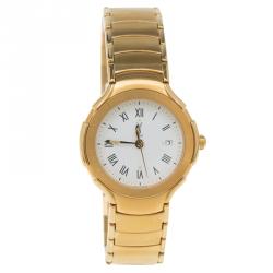 Saint Laurent Paris White Gold-Plated Stainless Steel Classic Women's Wristwatch 28MM