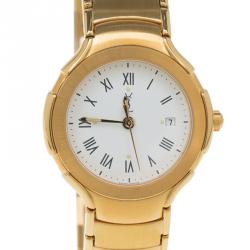 Saint Laurent Paris White Gold-Plated Stainless Steel Classic Women's Wristwatch 28MM