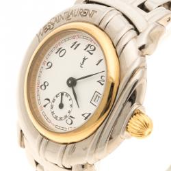 Pre Owned Saint Laurent Paris White Gold Plated Women's Wristwatch 32 mm