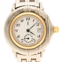 Pre Owned Saint Laurent Paris White Gold Plated Women's Wristwatch 32 mm