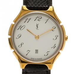 Saint Laurent Paris White Gold-Plated Stainless Steel Classic Women's Wristwatch 30MM