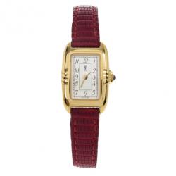 Yves Saint Laurent Rectangular SS Leather Womens Wristwatch 26 MM