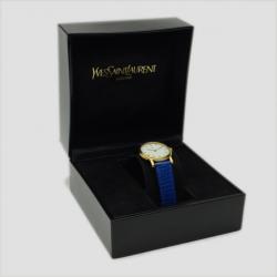 Pre Owned Yves Saint Laurent Gold Plated Blue Classic Collection Ladies Wristwatch 28 MM