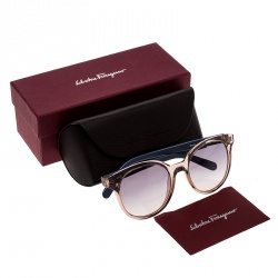 Salvatore Ferragamo Brown Transparent/Purple Gradient SF833S 290 Wayfarer Sunglasses