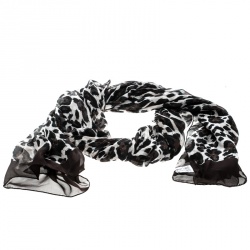 Salvatore Ferragamo St Maculato Leopard Print Silk Chiffon Scarf