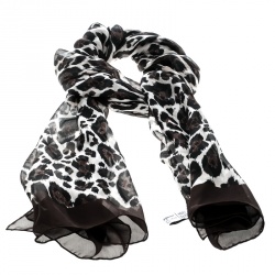 Salvatore Ferragamo St Maculato Leopard Print Silk Chiffon Scarf