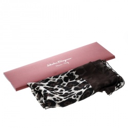 Salvatore Ferragamo St Maculato Leopard Print Silk Chiffon Scarf