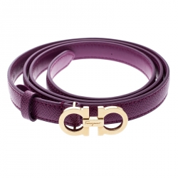 مملوكة مسبقًا Salvatore Ferragamo Purple Leather Gancini Buckle Belt Size 95CM