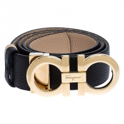 مملوكة مسبقًا Salvatore Ferragamo Black Leather New Bisque Belt 85CM