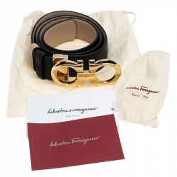 مملوكة مسبقًا Salvatore Ferragamo Black Leather New Bisque Belt 85CM