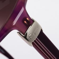 Pre Owned Salvatore Ferragamo Striped Purple 659S Square Oversized Womens Sunglasses