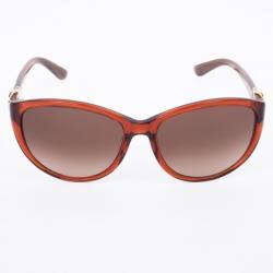 مملوكة مسبقًا Salvatore Ferragamo Crystal Rust Brown 614S Cat Eye Women's Sunglasses 